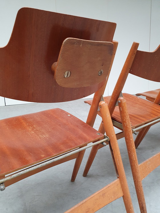 Image 1 of 8x Egon Eiermann vintage folding se18 60s plywood