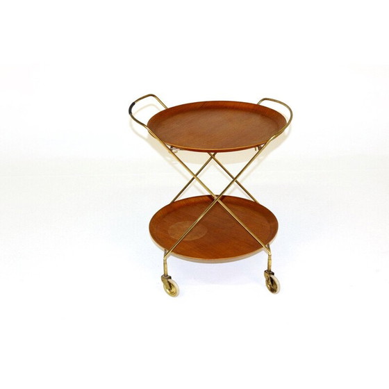 Image 1 of Vintage teak en metalen buffetkast op wielen, Zweden 1960