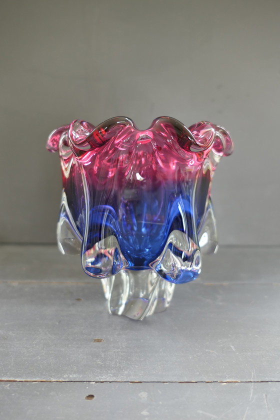 Image 1 of Vintage Chribska Glass Josef Michal Hospodka vaas