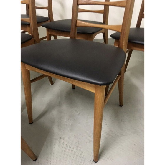 Image 1 of Set van 6 vintage teakhouten stoelen Lis Niels Koefoeds 1960