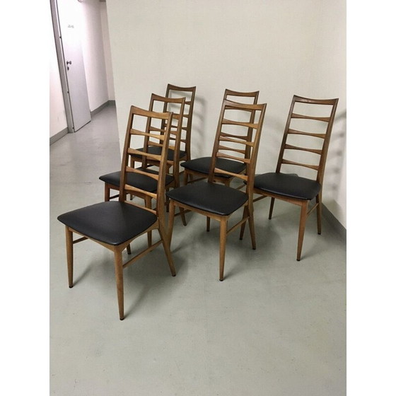 Image 1 of Set van 6 vintage teakhouten stoelen Lis Niels Koefoeds 1960