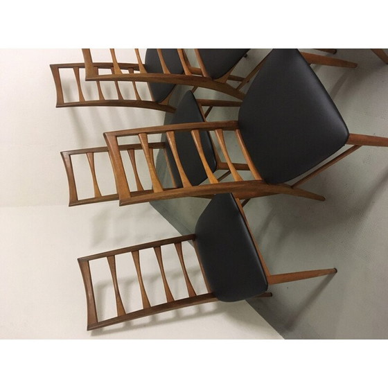 Image 1 of Set van 6 vintage teakhouten stoelen Lis Niels Koefoeds 1960