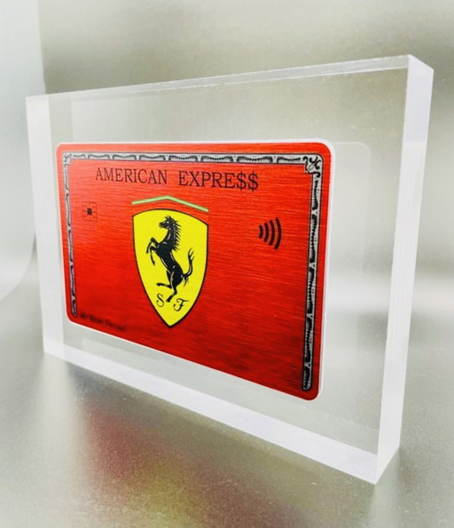 Aluminium Amex-Kaart, Ferrari. Origineel Werk Kunstenaar N.Nathan