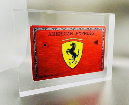 Aluminium Amex-Kaart, Ferrari. Origineel Werk Kunstenaar N.Nathan