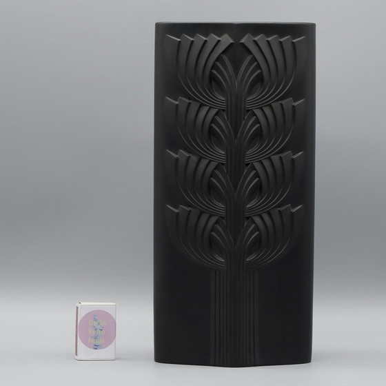 Image 1 of Rosenthal Rosemonde Nairac Porcelaine Noire Op Art Vaas Duo Levensboom 33+26Cm