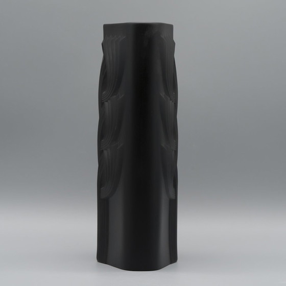 Image 1 of Rosenthal Rosemonde Nairac Porcelaine Noire Op Art Vaas Duo Levensboom 33+26Cm