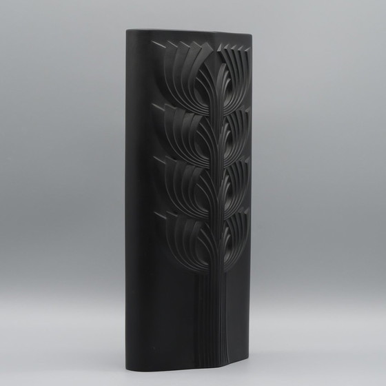 Image 1 of Rosenthal Rosemonde Nairac Porcelaine Noire Op Art Vaas Duo Levensboom 33+26Cm