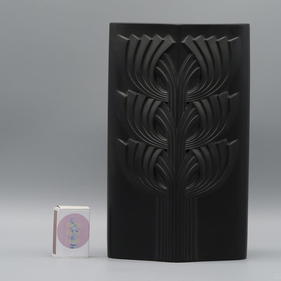 Image 1 of Rosenthal Rosemonde Nairac Porcelaine Noire Op Art Vaas Duo Levensboom 33+26Cm