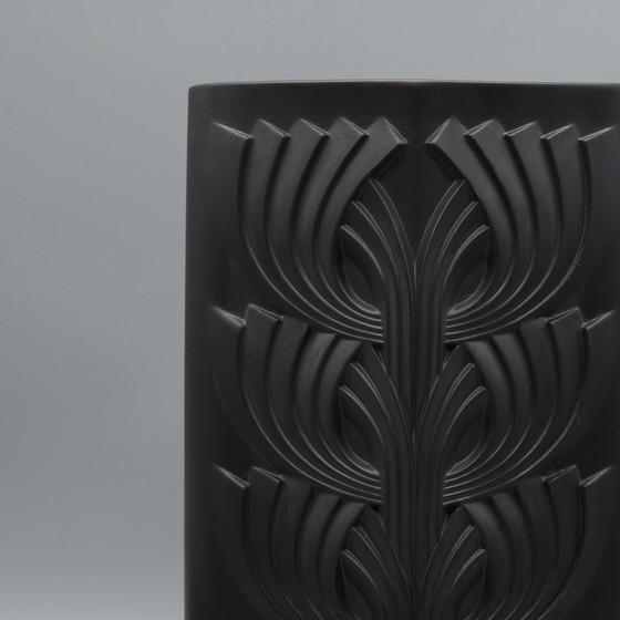 Image 1 of Rosenthal Rosemonde Nairac Porcelaine Noire Op Art Vaas Duo Levensboom 33+26Cm