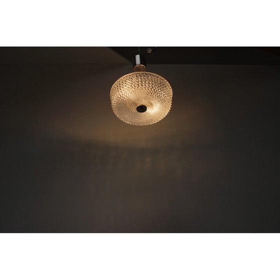 Image 1 of Vintage glazen en metalen hanglamp van Kamenicky Senov, Tsjecho-Slowakije 1960