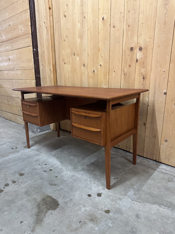 Image 1 of Teakhouten bureau van Gunnar Nielsen voor Tibergaard, 1960