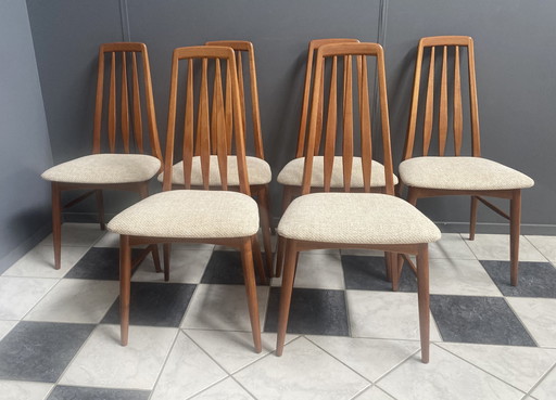 6 Eetkamerstoelen Door Niels Koefoed Voor Hornslet Denemarken 1960S