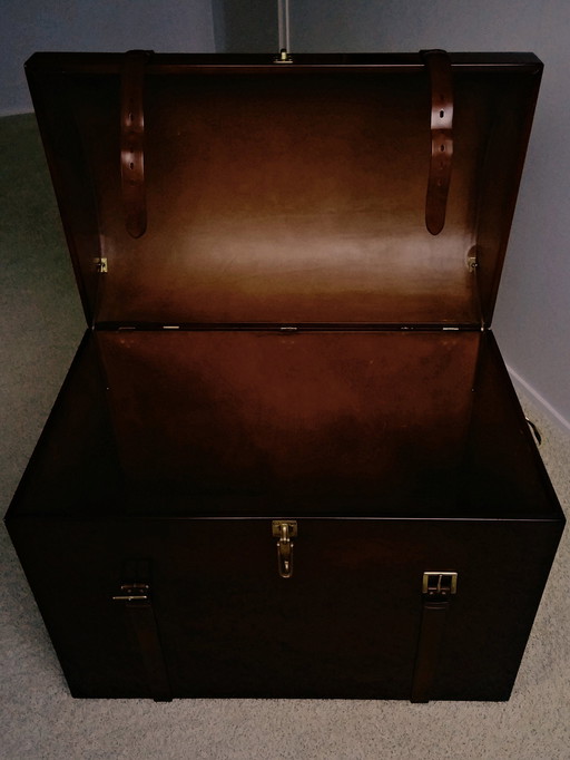 Hutkoffer Geheel Leder Hand Gemaakt Door Vrinten Bombardon 