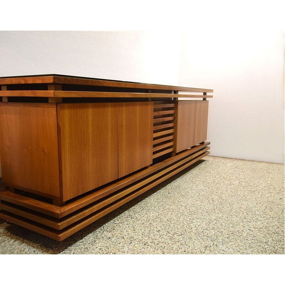 Image 1 of Vintage highboard in walnoot en glas 1970