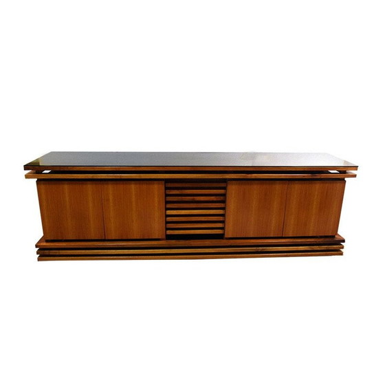 Image 1 of Vintage highboard in walnoot en glas 1970