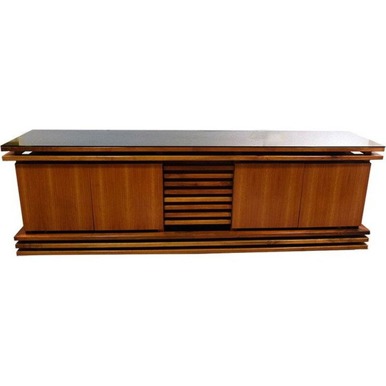 Image 1 of Vintage highboard in walnoot en glas 1970