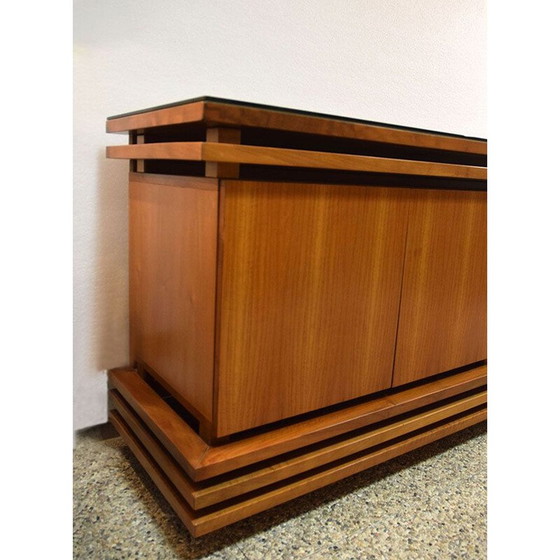 Image 1 of Vintage highboard in walnoot en glas 1970