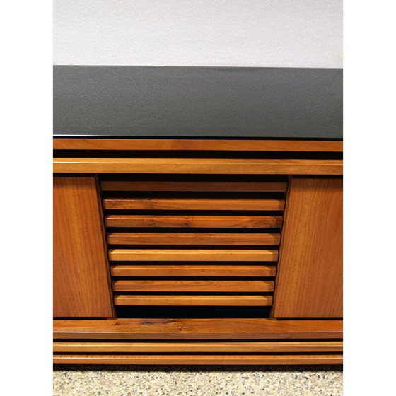 Image 1 of Vintage highboard in walnoot en glas 1970