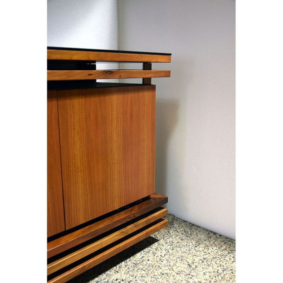 Image 1 of Vintage highboard in walnoot en glas 1970