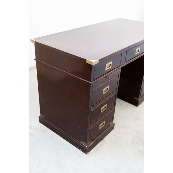 Image 1 of Vintage bureau met mahoniehouten en messing stoel, 1970