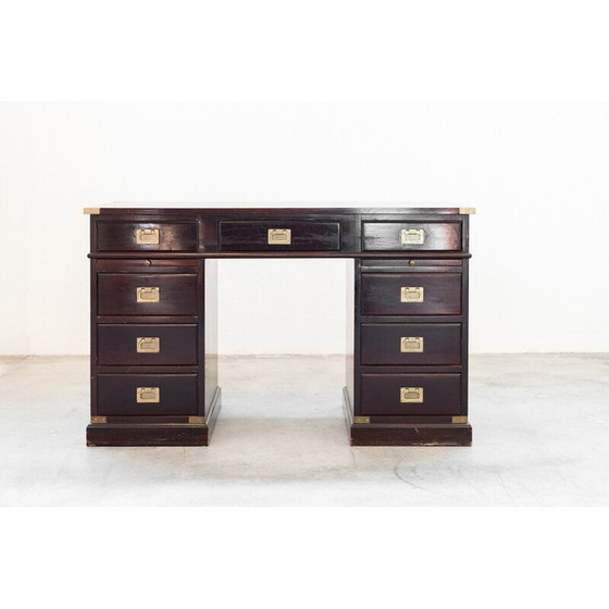 Image 1 of Vintage bureau met mahoniehouten en messing stoel, 1970