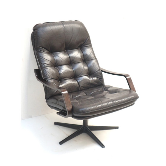 Image 1 of Stijlvolle vintage leren fauteuil gemaakt in de jaren '70