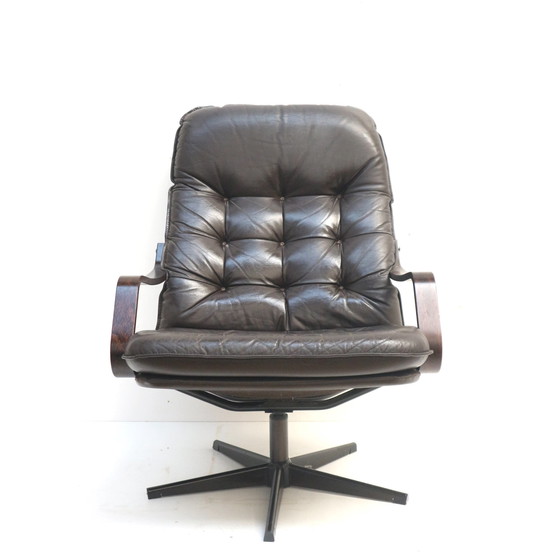 Image 1 of Stijlvolle vintage leren fauteuil gemaakt in de jaren '70