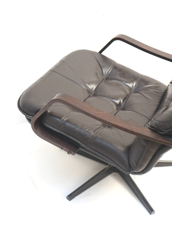 Image 1 of Stijlvolle vintage leren fauteuil gemaakt in de jaren '70