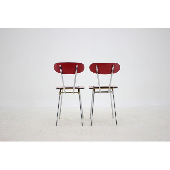 Image 1 of Set van 6 vintage umakart en verchroomde eetkamerstoelen, Tsjecho-Slowakije 1960