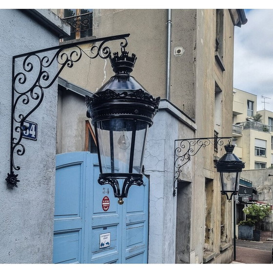 Image 1 of Paar vintage lantaarns "Rue de la Paix" voor Claude Lefebvre, 1980