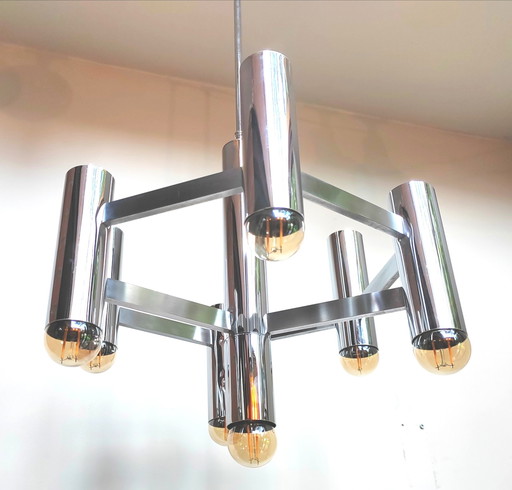 Gaetano Sciolari For Boulanger Chrome Chandelier 