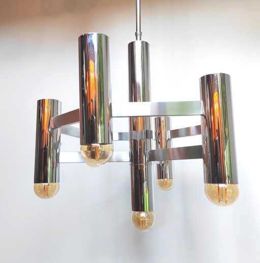 Gaetano Sciolari For Boulanger Chrome Chandelier 