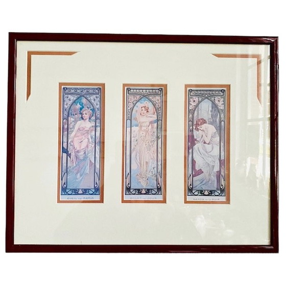 Image 1 of Vintage schilderij Mucha ingelijste prenten