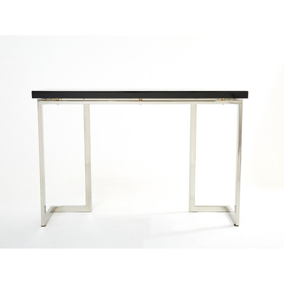Image 1 of Vintage console in zwarte lak en chroom van Guy Lefevre voor Maison Jansen, 1970