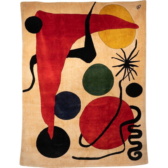 Image 1 of Vintage wollen tapijt "Green Ball" van Alexander Calder, 1971