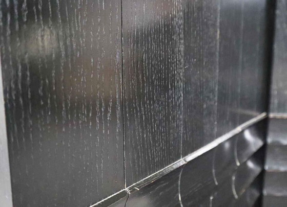 Image 1 of Brutalist ebonized sideboard with five graphical door panels, 1970's