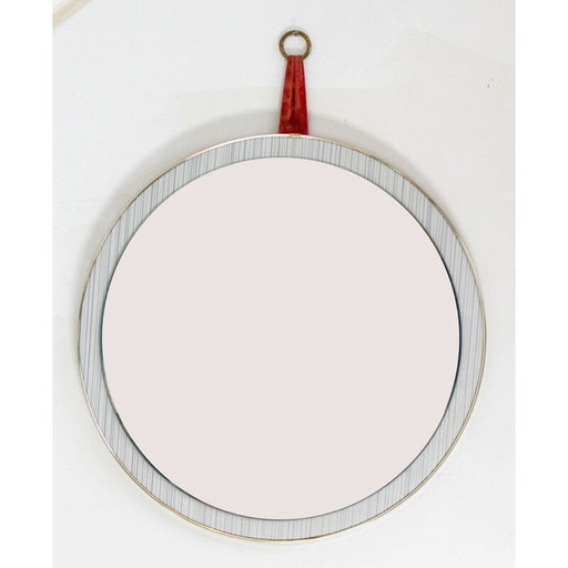 Vintage ronde spiegel in formica 1950