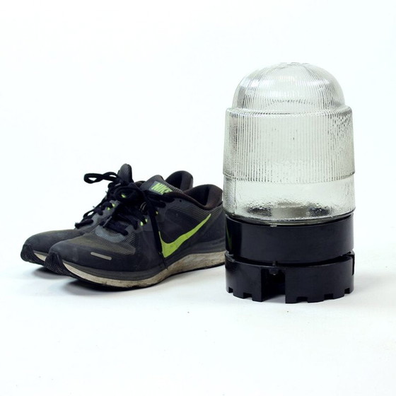 Image 1 of Vintage plafondlamp in bakeliet en dik glas, Tsjecho-Slowakije 1950