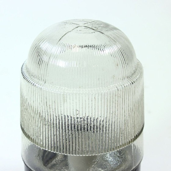 Image 1 of Vintage plafondlamp in bakeliet en dik glas, Tsjecho-Slowakije 1950