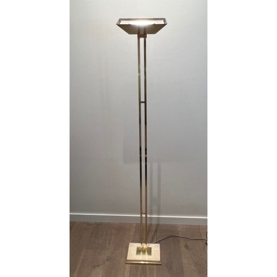 Image 1 of Vintage parket vloerlamp in messing en travertijn, Frankrijk 1970