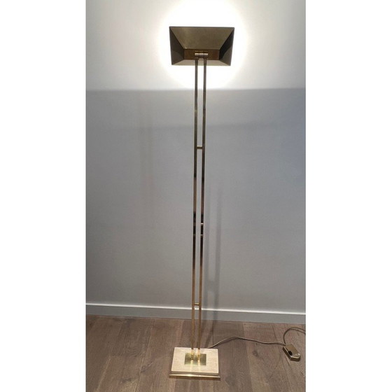 Image 1 of Vintage parket vloerlamp in messing en travertijn, Frankrijk 1970