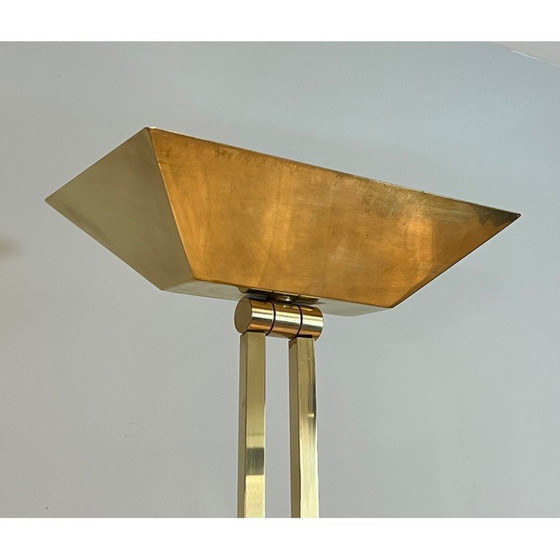 Image 1 of Vintage parket vloerlamp in messing en travertijn, Frankrijk 1970