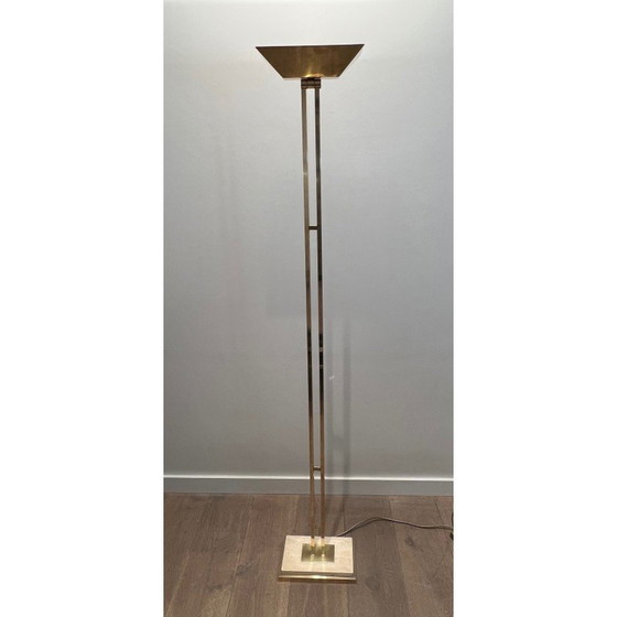 Image 1 of Vintage parket vloerlamp in messing en travertijn, Frankrijk 1970