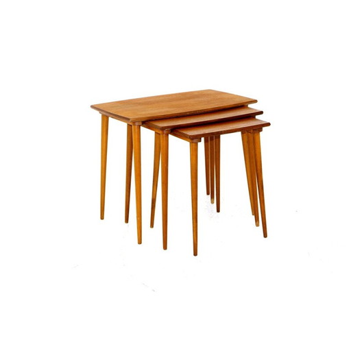 Vintage teakhouten nesttafel, Zweden 1950
