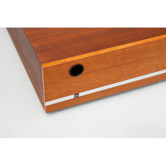 Image 1 of Vintage houten en aluminium opbergdoos voor vinyl platen, 1970