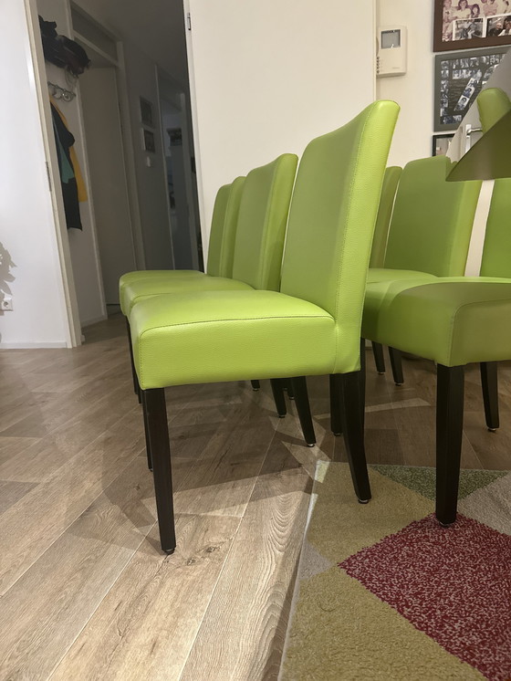 Image 1 of 6x Eetkamerstoelen Appeltjes Groen