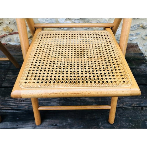 Image 1 of Paar vintage klapstoelen van gebogen hout en rotan voor Habitat, 1970-1980