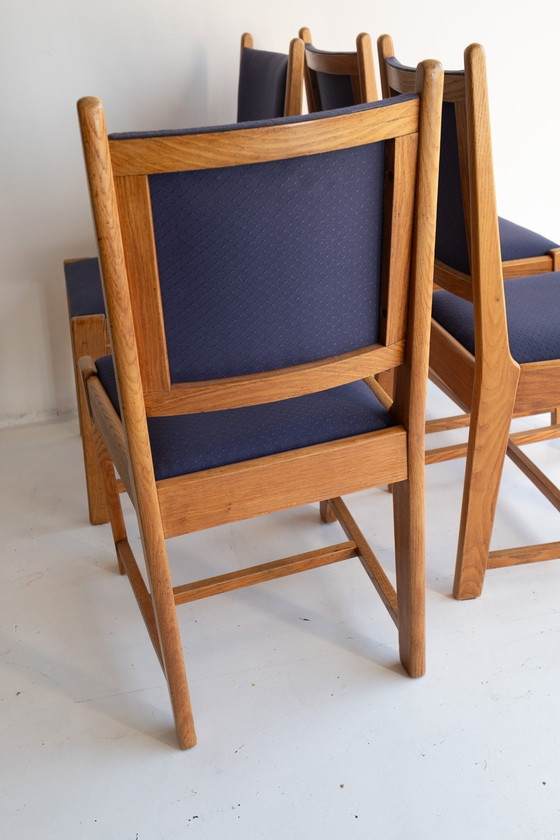 Image 1 of 4X Vintage Kobaltblauwe Eetkamerstoelen