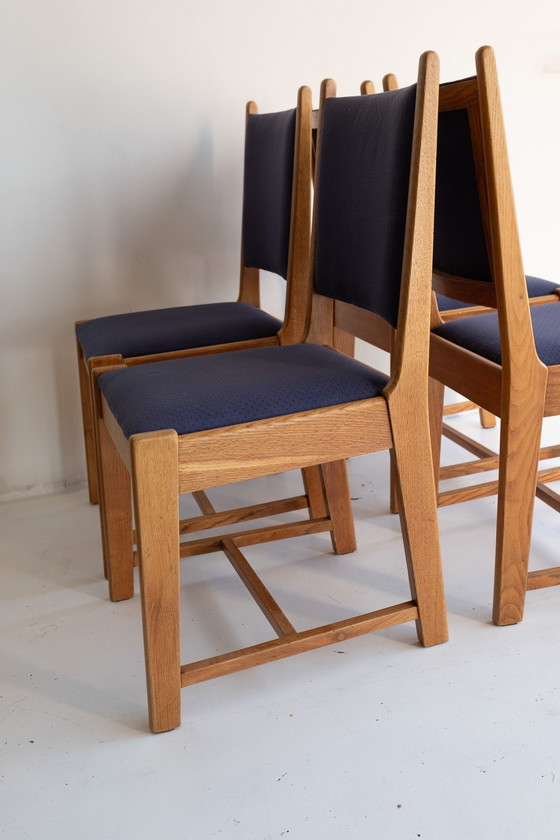 Image 1 of 4X Vintage Kobaltblauwe Eetkamerstoelen