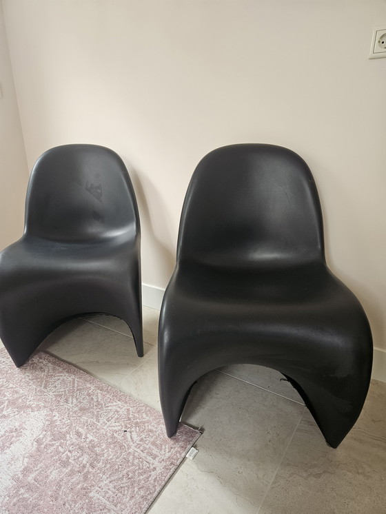 Image 1 of 2x Verner Panton Chair - zwart